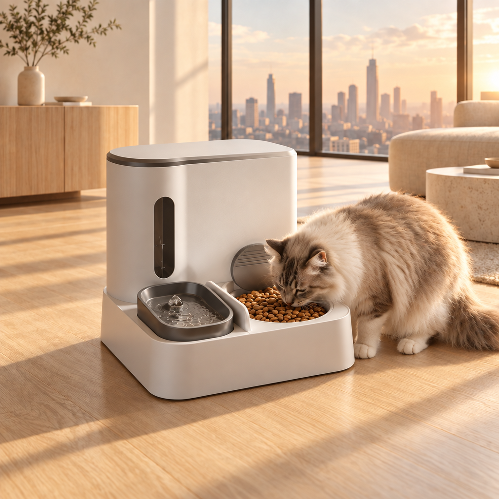 Automatic Cat Feeder & Water Dispenser with Dual Bowl Design