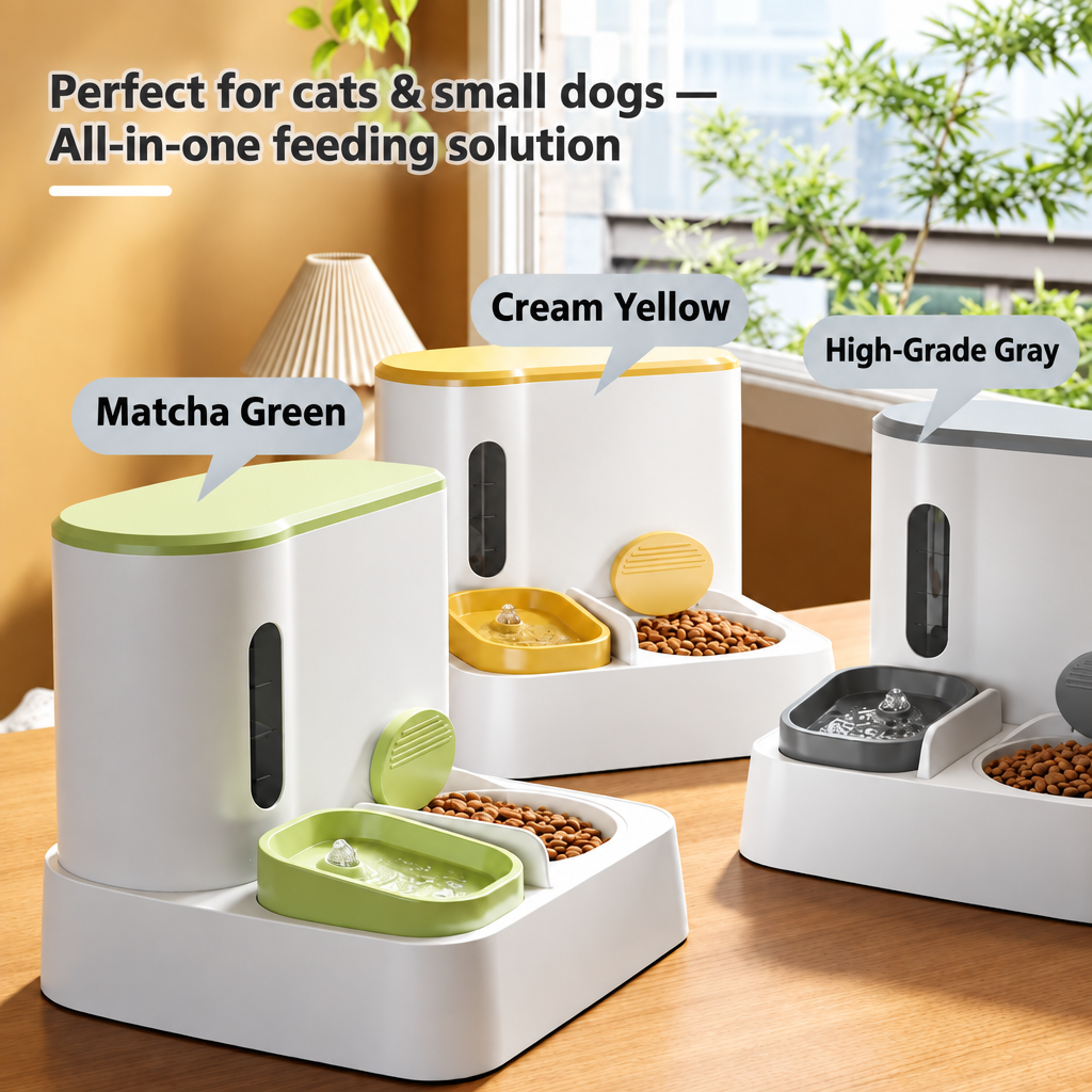 Automatic Cat Feeder & Water Dispenser with Dual Bowl Design